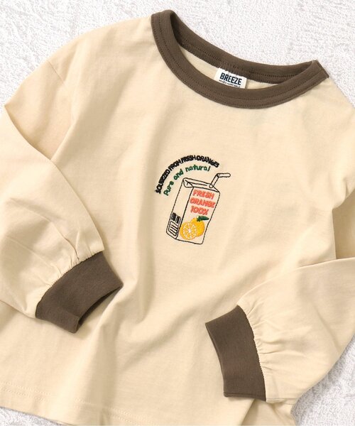BREEZE（ブリーズ）の「Colorful リンガーモチーフ刺繍Tシャツ（Tシャツ/カットソー・キッズ・オフホワイト/ブルー/クリーム/イエロー/オレンジ/ピンク/グレー/グリーン・100/110/120/130/140/80/90）」の4枚目の写真