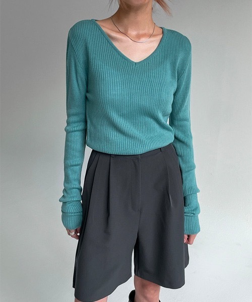 BLACKUP（ブラックアップ）の「[MADE] デイリーVネックニット（ニット/セーター・レディース・グレー/ブルー・ONE SIZE）」の18枚目の写真