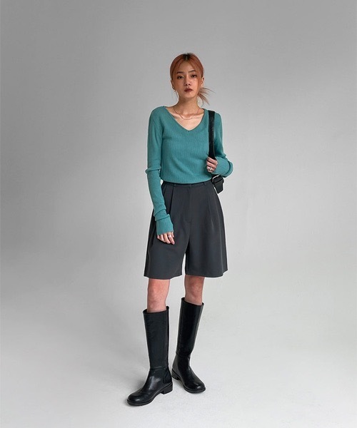 BLACKUP（ブラックアップ）の「[MADE] デイリーVネックニット（ニット/セーター・レディース・グレー/ブルー・ONE SIZE）」の11枚目の写真