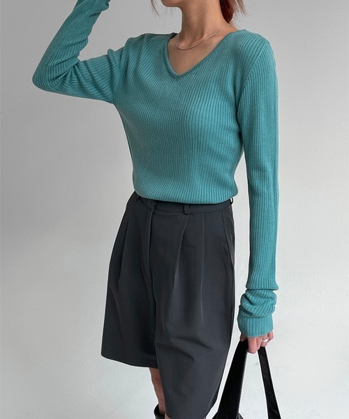 BLACKUP（ブラックアップ）の「[MADE] デイリーVネックニット（ニット/セーター・レディース・グレー/ブルー・ONE SIZE）」の10枚目の写真