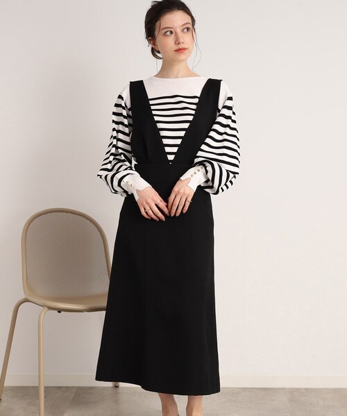 Cutie Blonde（キューティーブロンド）の「◆【2WAY】一枚で二度楽しめる！Vネック ジャンパースカート（スカート・レディース・アイボリー/ブラック・01/02/03）」の19枚目の写真