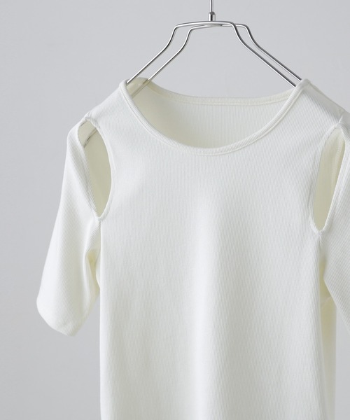 tシャツ Cutout-shoulder Bow Cotton-jersey Shirt / カットアウトショルダーシャツ レディース feepur tシャツ ショルダーカットアウトルーズロンT レディース