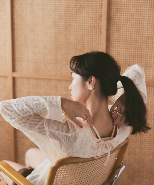 moi tytto（モイテュット）の「切替えメッシュ編みトップス（シャツ/ブラウス・レディース・ナチュラル/ブラック/ブラウン・FREE）」の19枚目の写真