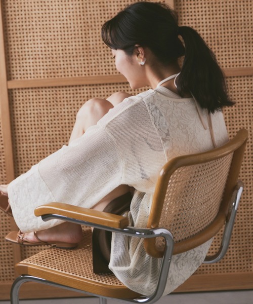 moi tytto（モイテュット）の「切替えメッシュ編みトップス（シャツ/ブラウス・レディース・ナチュラル/ブラック/ブラウン・FREE）」の20枚目の写真