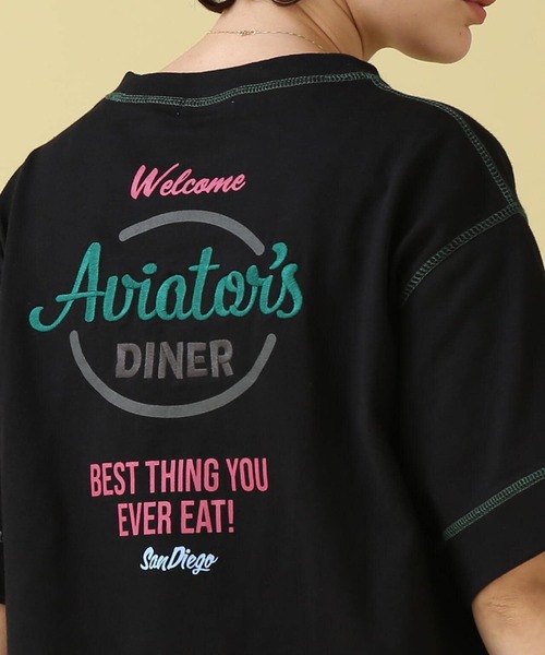 AVIREX(アヴィレックス)の「【直営店限定】AVIATORS DINNER EMB T-SHIRT/ アヴィエイターダイナー刺繍Tシャツ(Tシャツ/カットソー・レディース・ホワイト系2/ミント/ブラック・F)」の5枚目の写真