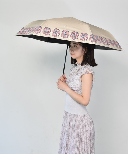 Waterfront(ウォーターフロント)の「kippis 全天候 折 55cm 晴雨兼用傘 日傘 雨傘(折りたたみ傘・レディース・ベージュ/グレー/ライトブルー・FREE)」の2枚目の写真