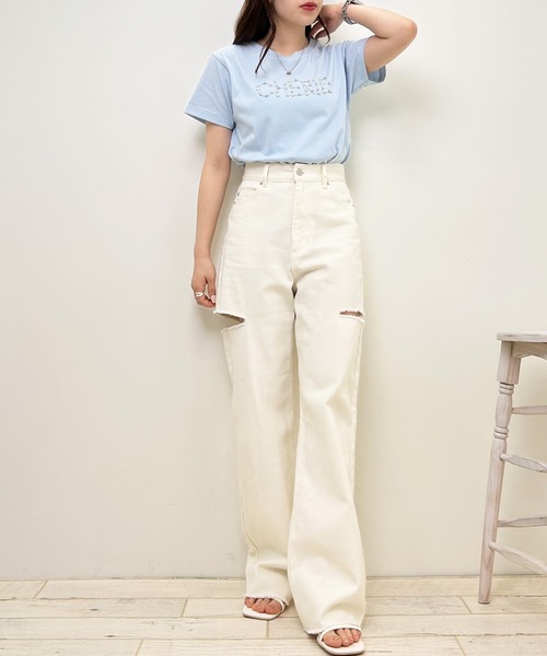 INGNI（イング）の「パールロゴちびTシャツ（Tシャツ/カットソー・レディース・ピンク/ブラック/ライトブルー/オフホワイト/ホワイト系その他4・M）」の22枚目の写真