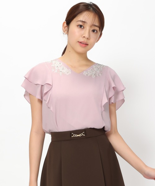 MISCH MASCH(ミッシュマッシュ)の「■2023春夏新作■カバーリングフラワー刺しゅうブラウス/MM318119(シャツ/ブラウス・レディース・ブラック/ホワイト/ピンク/ライトブルー/ピンク系・M)」の5枚目の写真