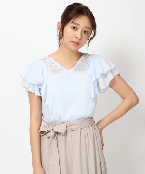 MISCH MASCH(ミッシュマッシュ)の「■2023春夏新作■カバーリングフラワー刺しゅうブラウス/MM318119(シャツ/ブラウス・レディース・ブラック/ホワイト/ピンク/ライトブルー/ピンク系・M)」の7枚目の写真