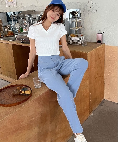 ad thie(アドティエ)の「テーパードパンツ ダーツ センタープレス カラー ダーツ 立体(その他パンツ・レディース・アイボリー/ライトグリーン/イエロー/ブラック/ピンク/ライトブルー/サーモンピンク・MEDIUM/LARGE/SMALL)」の22枚目の写真
