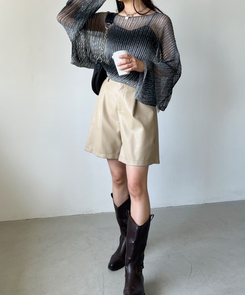 CLEA（クレア）の「グラデーション メッシュクロップド丈ニット（ニット/セーター・レディース・ブラウン/イエロー/ブラック・FREE）」の18枚目の写真