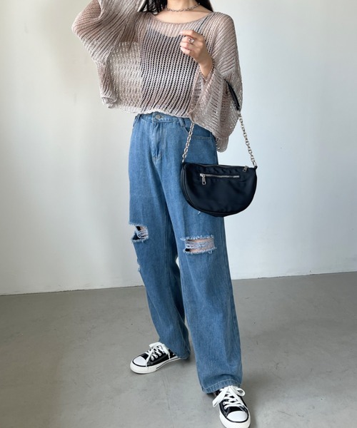 CLEA（クレア）の「グラデーション メッシュクロップド丈ニット（ニット/セーター・レディース・ブラウン/イエロー/ブラック・FREE）」の15枚目の写真