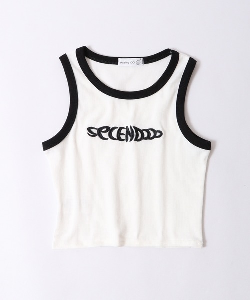 FUNALIVE(ファンアライブ)の「ABETTOR SELECT 韓国ファッション テレコ刺繍「SECENDOOO」ロゴクロップド丈リンガータンクトップ(Tシャツ/カットソー・レディース・ホワイト×ブラック/グレー/ホワイト×ネイビー/ピンク・FREE)」の18枚目の写真