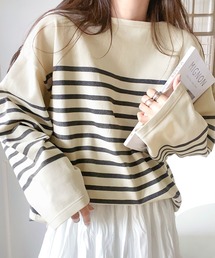 Java | 《JaVaジャバ 別注》くせになるモチっと触感！こなれカジュアル。バスク風かすりボーダーT(Tシャツ/カットソー)