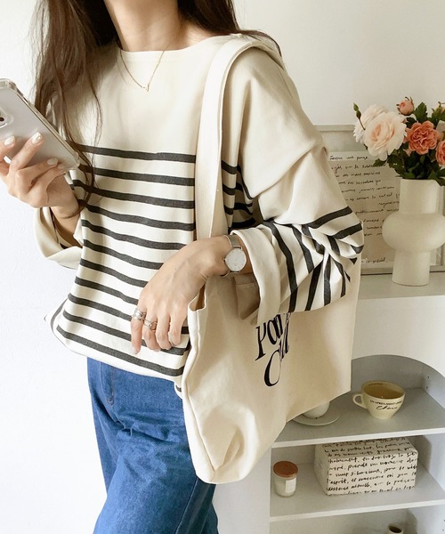 Java(ジャバ)の「《JaVaジャバ 別注》こなれカジュアル。バスク風かすりボーダーT(Tシャツ/カットソー・レディース・ホワイト×ブルー/ブラック×ホワイト/ホワイト×ブラック/ベージュ系その他・LARGE/MEDIUM/X-LARGE/SMALL)」の22枚目の写真