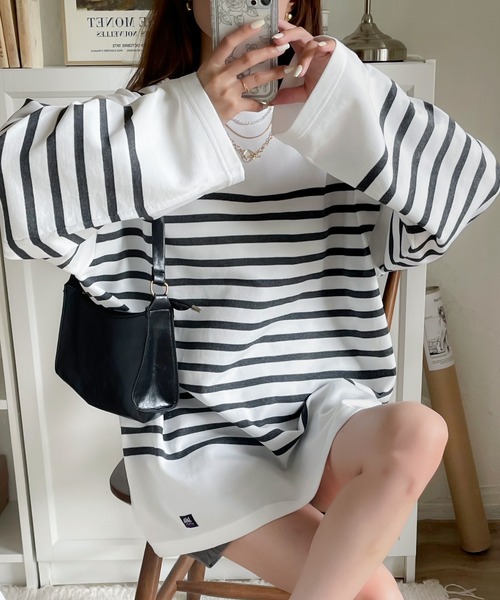 Java(ジャバ)の「《JaVaジャバ 別注》こなれカジュアル。バスク風かすりボーダーT(Tシャツ/カットソー・レディース・ホワイト×ブルー/ブラック×ホワイト/ホワイト×ブラック/ベージュ系その他・LARGE/MEDIUM/X-LARGE/SMALL)」の9枚目の写真