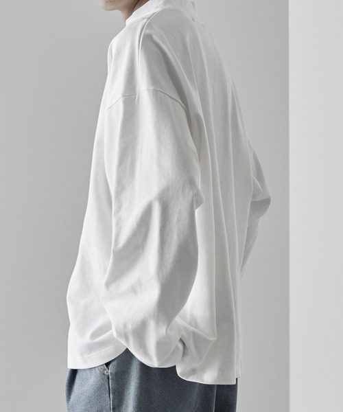 RUUBON(ルーボン)の「【RUUBON】 mock neck long Tee / モックネック ロンT(Tシャツ/カットソー・メンズ・ブラック/ホワイト・S/M/L)」の13枚目の写真