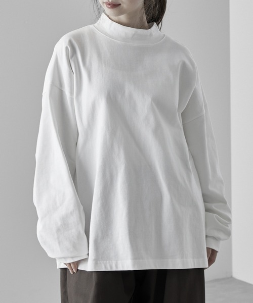 RUUBON(ルーボン)の「【RUUBON】 mock neck long Tee / モックネック ロンT(Tシャツ/カットソー・メンズ・ブラック/ホワイト・S/M/L)」の18枚目の写真
