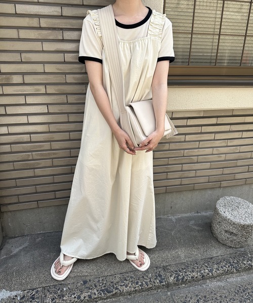 lawgy(ラウジー)の「gather shoulder op(ワンピース・レディース・グレー/ホワイト・FREE)」の12枚目の写真