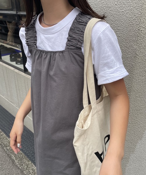 lawgy(ラウジー)の「gather shoulder op(ワンピース・レディース・グレー/ホワイト・FREE)」の18枚目の写真