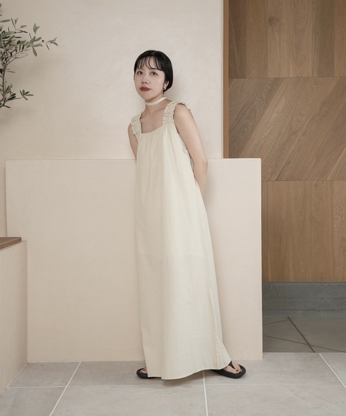 lawgy(ラウジー)の「gather shoulder op(ワンピース・レディース・グレー/ホワイト・FREE)」の7枚目の写真