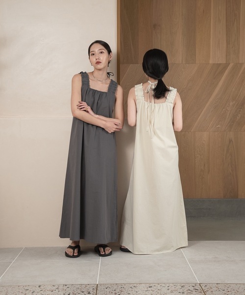 クレイミー Drost Shoulder Gather Dress ロングワンピ Crayme,