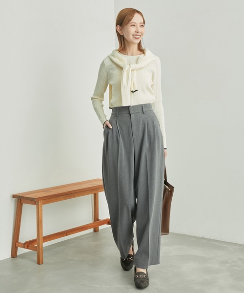 ROPE' PICNIC（ロペピクニック）の「【CM着用商品】ストレッチワイドパンツ/アンチピリング・シワになりにくい・UVカット（その他パンツ・レディース・グレー/ブラック・36/38/40）」の6枚目の写真