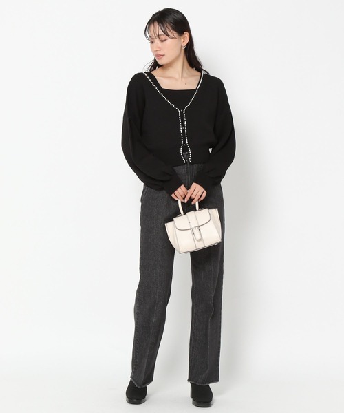 mysty woman（ミスティウーマン）の「パールネックツインカーデ　973639（カーディガン/ボレロ・レディース・ホワイト系その他/ブラック/モカ/グリーン・FREE）」の6枚目の写真