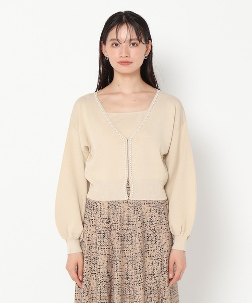 mysty woman（ミスティウーマン）の「パールネックツインカーデ　973639（カーディガン/ボレロ・レディース・ホワイト系その他/ブラック/モカ/グリーン・FREE）」の8枚目の写真