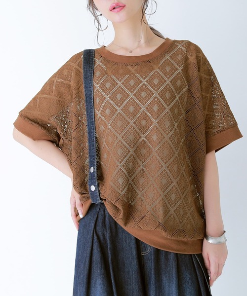 n'OrLABEL（ノアールレーベル）の「【廃盤】『レースデザインドルマントップス』（Tシャツ/カットソー・レディース・アイボリー/ブラウン/ブラック・FREE）」の4枚目の写真