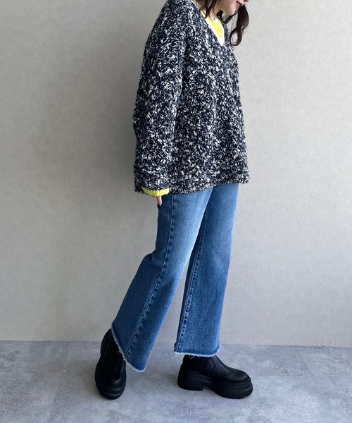 LOWRYS FARM（ローリーズファーム）の「ＵＮＩＳＥＸチルデンニットＬＳ  968920（ニット/セーター・レディース・ネイビー/ブラック・FREE）」の15枚目の写真