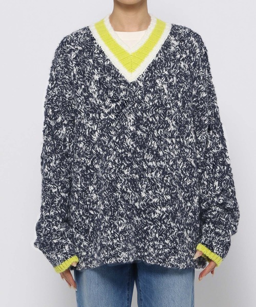 LOWRYS FARM（ローリーズファーム）の「ＵＮＩＳＥＸチルデンニットＬＳ  968920（ニット/セーター・レディース・ネイビー/ブラック・FREE）」の16枚目の写真