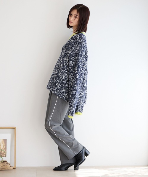 LOWRYS FARM（ローリーズファーム）の「ＵＮＩＳＥＸチルデンニットＬＳ  968920（ニット/セーター・レディース・ネイビー/ブラック・FREE）」の4枚目の写真