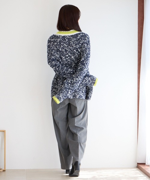 LOWRYS FARM（ローリーズファーム）の「ＵＮＩＳＥＸチルデンニットＬＳ  968920（ニット/セーター・レディース・ネイビー/ブラック・FREE）」の5枚目の写真