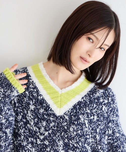 世田谷ローファー　　シャギー　チルデンニット　セーター LOWRYS FARM（ローリーズファーム）の「UNISEXチルデンニット