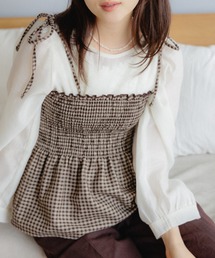 flower | シャーリングチェックビスチェ(キャミソール)