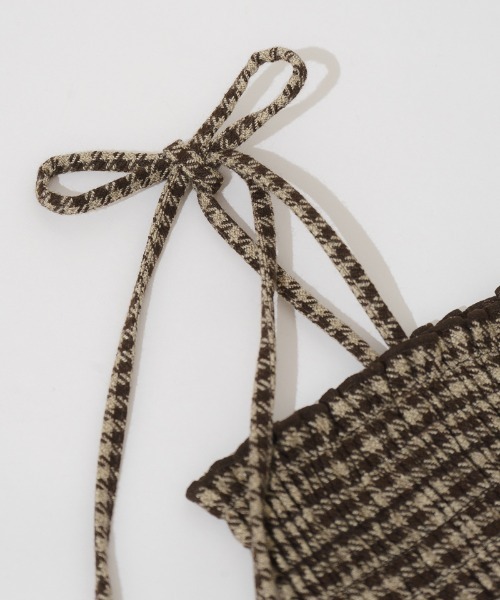 flower（フラワー）の「シャーリングチェックビスチェ（キャミソール・レディース・ブラウン/ブラック・FREE）」の5枚目の写真