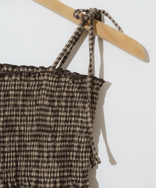 flower（フラワー）の「シャーリングチェックビスチェ（キャミソール・レディース・ブラウン/ブラック・FREE）」の7枚目の写真