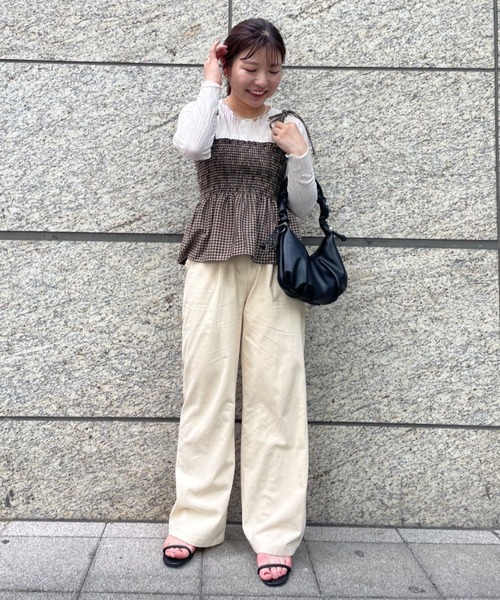 flower（フラワー）の「シャーリングチェックビスチェ（キャミソール・レディース・ブラウン/ブラック・FREE）」の19枚目の写真