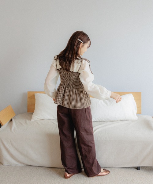 flower（フラワー）の「シャーリングチェックビスチェ（キャミソール・レディース・ブラウン/ブラック・FREE）」の13枚目の写真