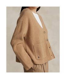 ラルフローレン リブニットＶネックカーディガン ウエストベルト付 リブ ウールブレンド Vネック カーディガン | ラルフ ローレン