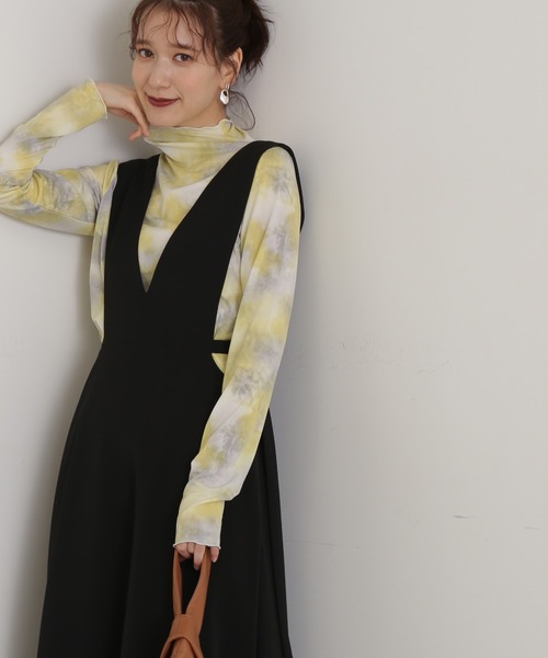 N.（N. Natural Beauty Basic）（エヌエヌナチュラルビューティーベーシック）の「◆マーブル柄ハイネックカットソー（Tシャツ/カットソー・レディース・イエロー/ピンク・MEDIUM）」の2枚目の写真