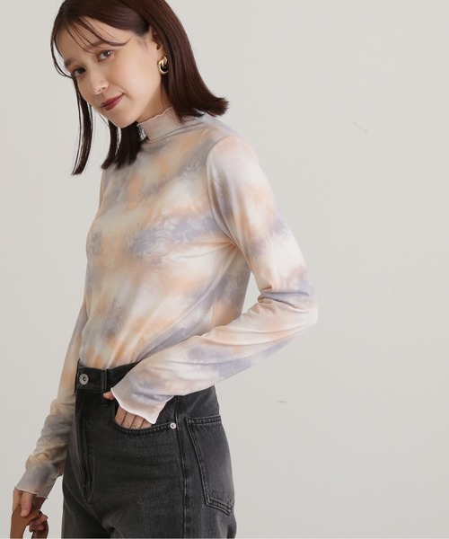 N.（N. Natural Beauty Basic）（エヌエヌナチュラルビューティーベーシック）の「◆マーブル柄ハイネックカットソー（Tシャツ/カットソー・レディース・イエロー/ピンク・MEDIUM）」の9枚目の写真