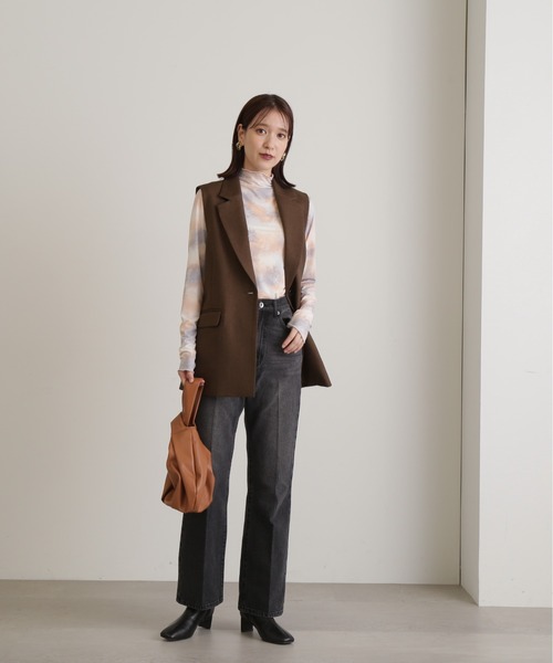 N.（N. Natural Beauty Basic）（エヌエヌナチュラルビューティーベーシック）の「◆マーブル柄ハイネックカットソー（Tシャツ/カットソー・レディース・イエロー/ピンク・MEDIUM）」の11枚目の写真