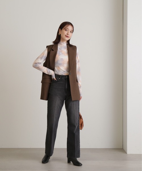 N.（N. Natural Beauty Basic）（エヌエヌナチュラルビューティーベーシック）の「◆マーブル柄ハイネックカットソー（Tシャツ/カットソー・レディース・イエロー/ピンク・MEDIUM）」の13枚目の写真