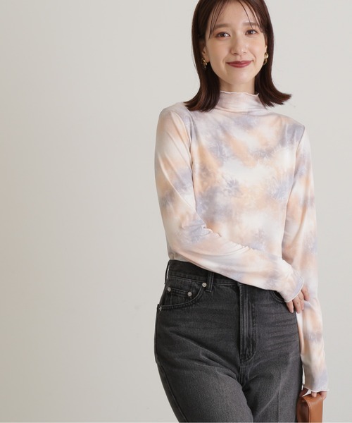 N.（N. Natural Beauty Basic）（エヌエヌナチュラルビューティーベーシック）の「◆マーブル柄ハイネックカットソー（Tシャツ/カットソー・レディース・イエロー/ピンク・MEDIUM）」の14枚目の写真