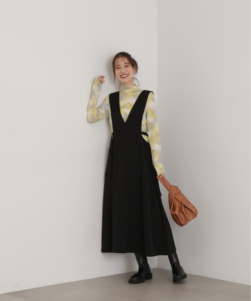 N.（N. Natural Beauty Basic）（エヌエヌナチュラルビューティーベーシック）の「◆マーブル柄ハイネックカットソー（Tシャツ/カットソー・レディース・イエロー/ピンク・MEDIUM）」の5枚目の写真