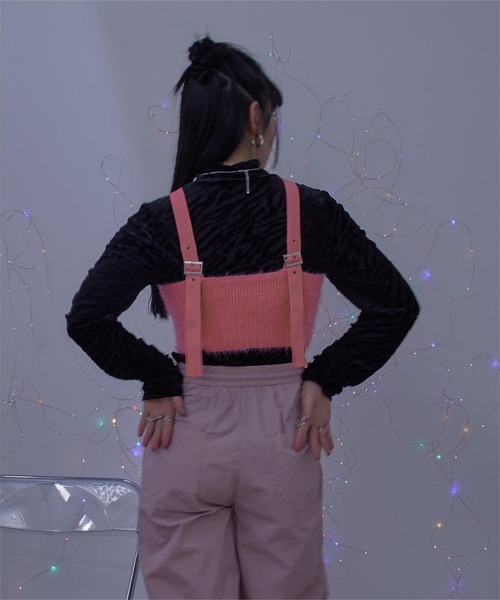 miette（ミエット）の「ガーターベルトデザインシャギービスチェ（キャミソール・レディース・ブラック/ブルー/ピンク/グリーン・FREE）」の10枚目の写真