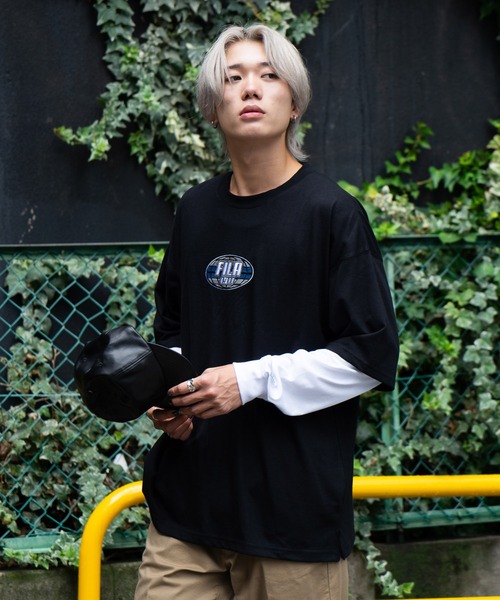 FILA(フィラ)の「【FILA/フィラ】フェイクレイヤード 胸ワンポイント刺繍 ロンT ドロップショルダー ストリート ビッグシルエット(Tシャツ/カットソー・メンズ・ダークグリーン/ブラック/ライトベージュ・MEDIUM/LARGE/X-LARGE)」の16枚目の写真