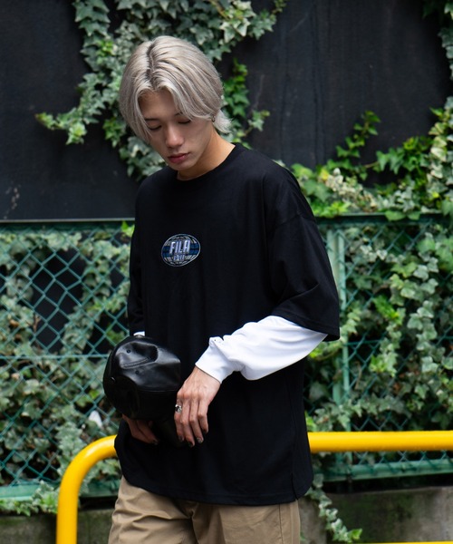 FILA(フィラ)の「【FILA/フィラ】フェイクレイヤード 胸ワンポイント刺繍 ロンT ドロップショルダー ストリート ビッグシルエット(Tシャツ/カットソー・メンズ・ダークグリーン/ブラック/ライトベージュ・MEDIUM/LARGE/X-LARGE)」の17枚目の写真